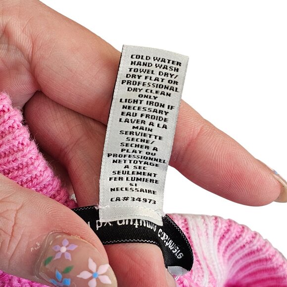 Cotton by Autumn Cashmere Neon Inked Scallop Shaker Crew in Bubble Gum Sz M - Picture 8 of 9